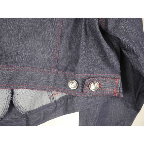 Unique Vintage Dark Denim rhinestone Western Boxy Crop Jacket 4X - Picture 8 of 9